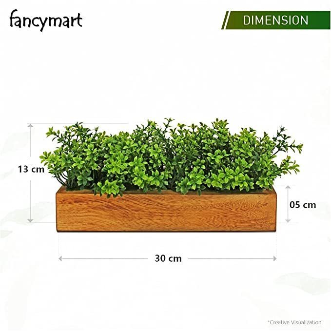 fancymart Artificial Gardenia Plant Bunch in Wood Planter, Home and Office Decor Plants for Decoration, Realistic Green Decorative for Interior, Living Room, Office Desk - Image 3