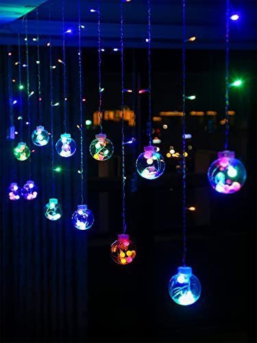 Natchcart Led 3M 12 Balls Curtain String Lights with 8 Flashing Modes for Diwali, Home Decoration, Christmas, Wedding, Party, Home, Patio, Lawn (Ball-Multi) - Image 2