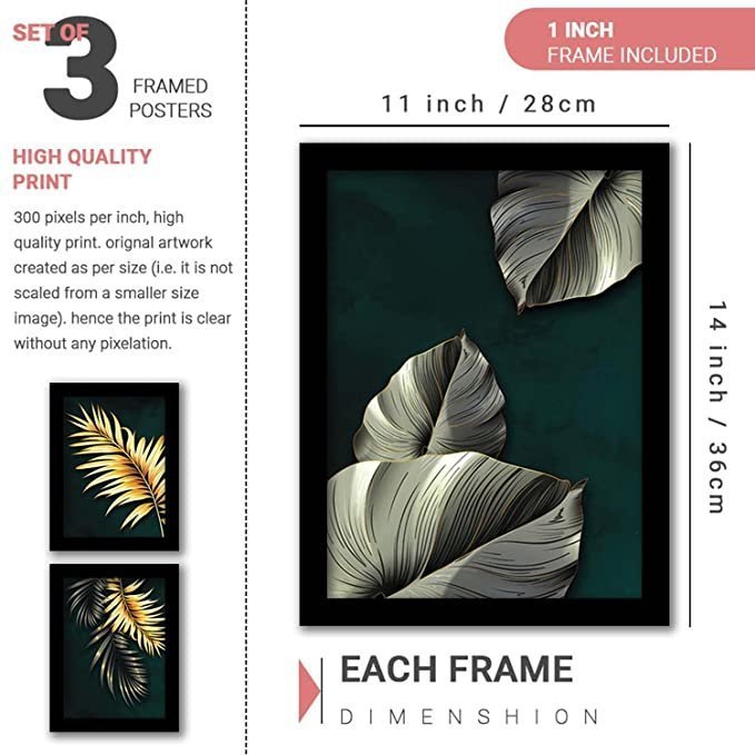 Palak's Decor Modern Art Framed Wall Posters / Paintings for Living room Bedroom Office Wall Decor - Wall Paintings - Painting for Living Room ( 11x14 inch ) Set of 3 - Image 2