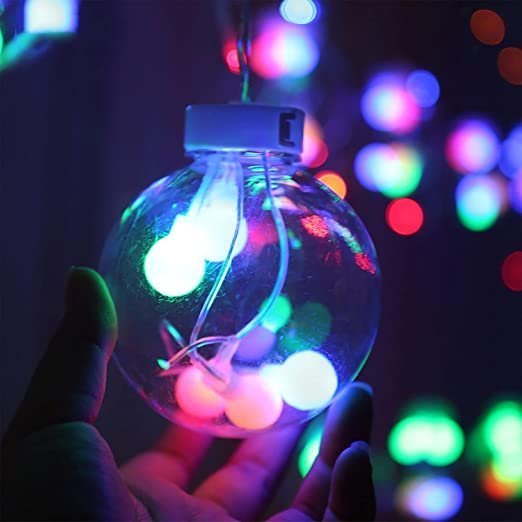Natchcart Led 3M 12 Balls Curtain String Lights with 8 Flashing Modes for Diwali, Home Decoration, Christmas, Wedding, Party, Home, Patio, Lawn (Ball-Multi) - Image 3