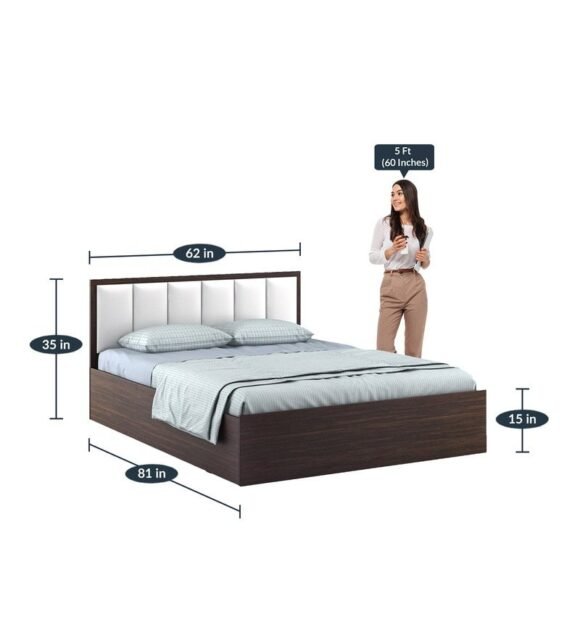 Arctic Queen Size Upholstered Bed with Storage in Choco Walnut Finish - Image 2