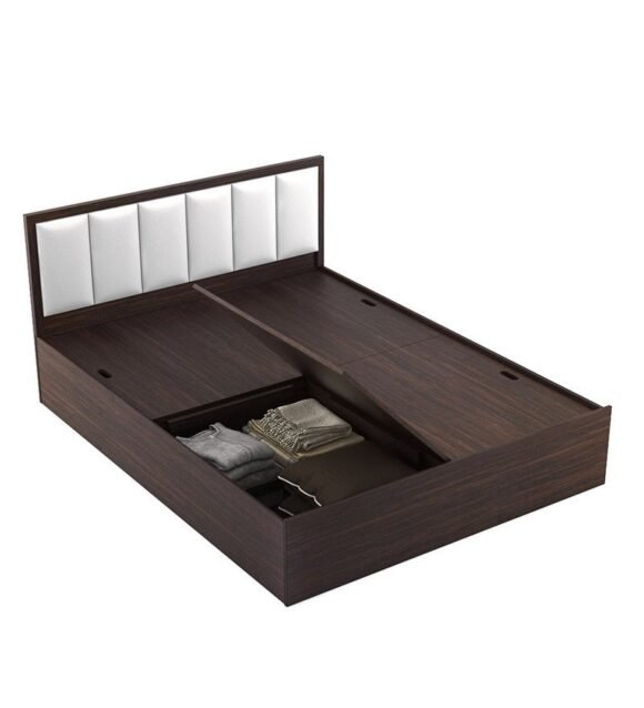 Arctic Queen Size Upholstered Bed with Storage in Choco Walnut Finish - Image 4