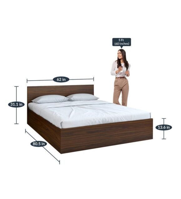 Arthur Queen Size Bed with box storage in Walnut Finish - Image 2