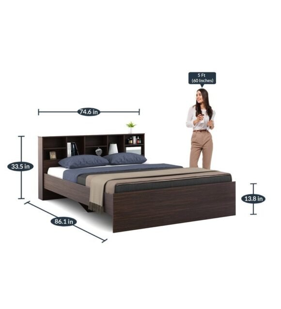 Austin King Size Bed with Headboard Storage in Choco Walnut Finish - Image 2