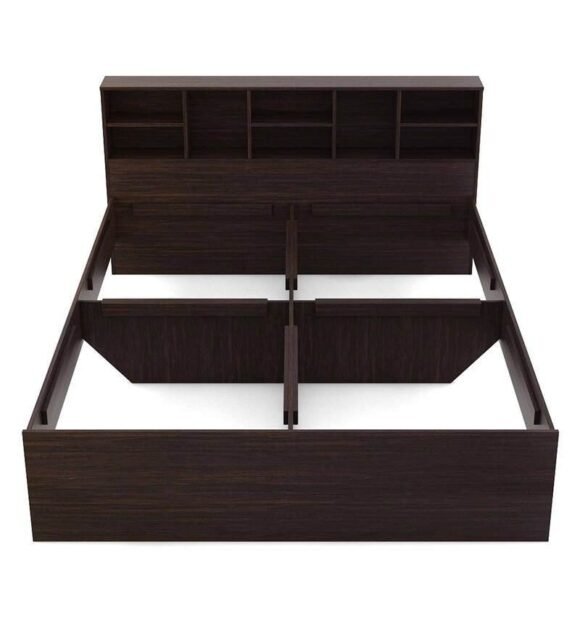 Austin King Size Bed with Headboard Storage in Choco Walnut Finish - Image 4