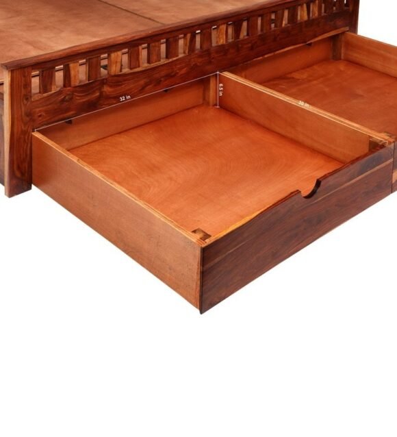 Beatrice King Size Bed with Drawer Storage in Honey Finish - Image 7