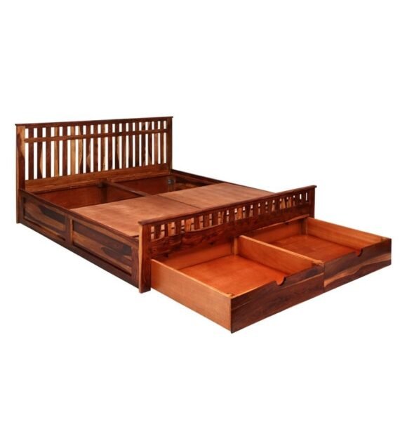 Beatrice King Size Bed with Drawer Storage in Honey Finish - Image 5