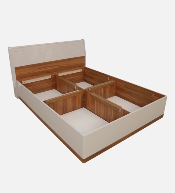 Catalina Queen Size Bed with Storage in Natural Teak Wood Finish - Image 4