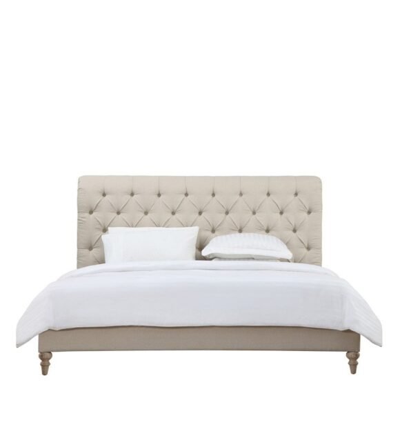 Cesar King Size Upholstered Bed in Beige Colour - Image 3