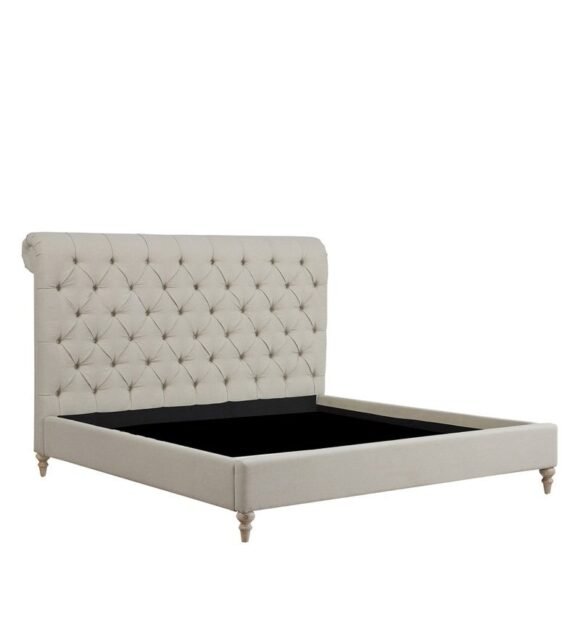 Cesar King Size Upholstered Bed in Beige Colour - Image 5
