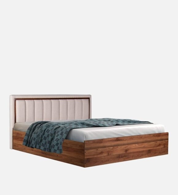 Eloa King Size Bed with Upholstered Headboard and Storage In Columbia Walnut Finish - Image 3