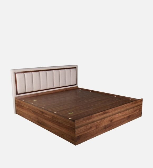 Eloa King Size Bed with Upholstered Headboard and Storage In Columbia Walnut Finish - Image 6