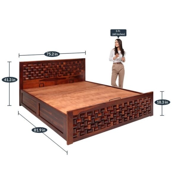 Julieta King Size Bed with Storage in Honey Finish - Image 2