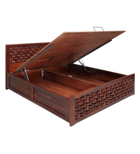Julieta King Size Bed with Storage in Honey Finish - Image 5