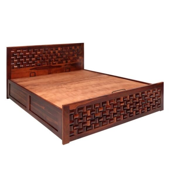 Julieta King Size Bed with Storage in Honey Finish - Image 4