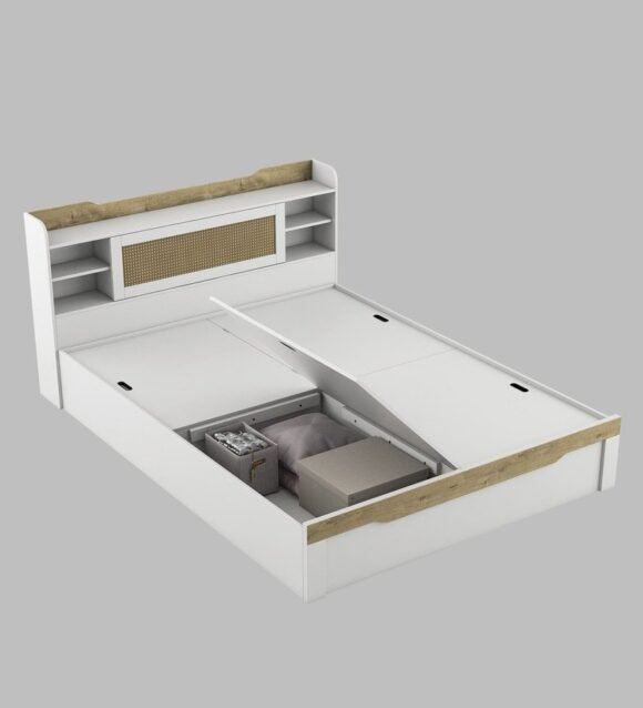 Kosmo Lilly Queen Size Bed With Box Storage In Kingston White Finish - Image 4