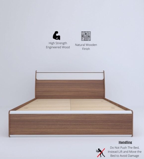 Lixo Queen Size Bed with Box Storage in Teak finish - Image 3