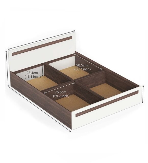 Maltein Queen Size Bed with Storage in Wenge & White Finish - Image 4
