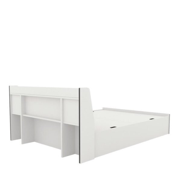 Marbito King Size Bed With Box & Headboard Storage in White Colour - Image 5