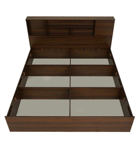 Mozart King Size Bed with Storage in Walnut Finish - Image 7
