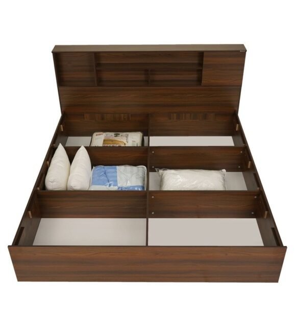 Mozart King Size Bed with Storage in Walnut Finish - Image 6