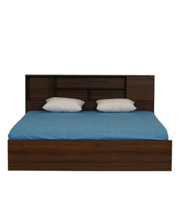 Mozart King Size Bed with Storage in Walnut Finish - Image 4