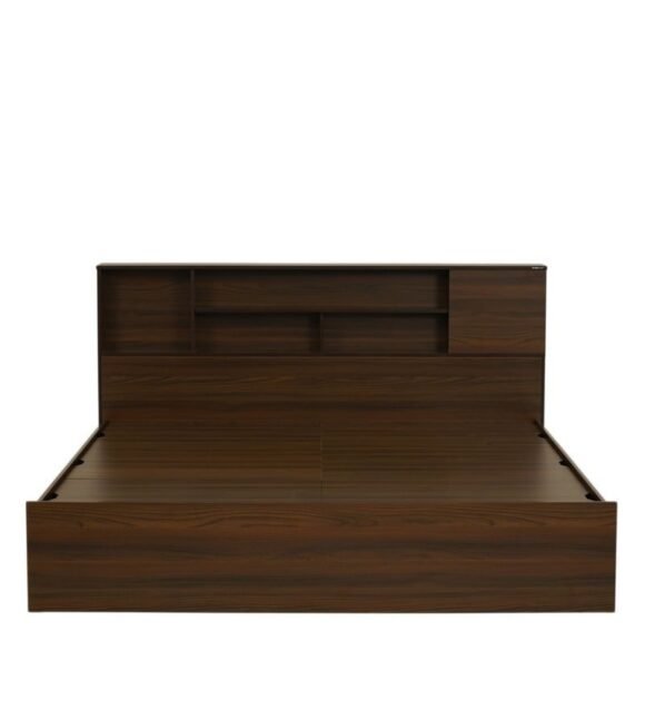 Mozart King Size Bed with Storage in Walnut Finish - Image 5