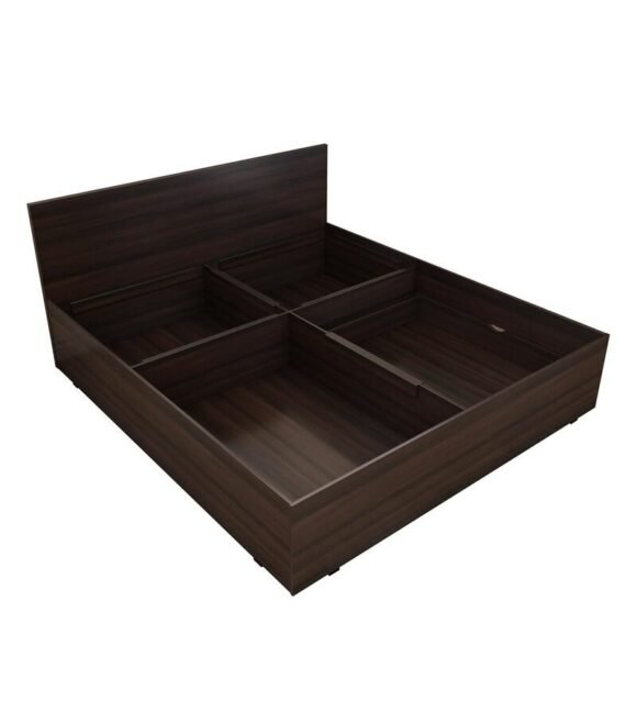 Rhino Queen Size Bed with Side Drawer Storage in Dark Wallnut Finish - Image 3