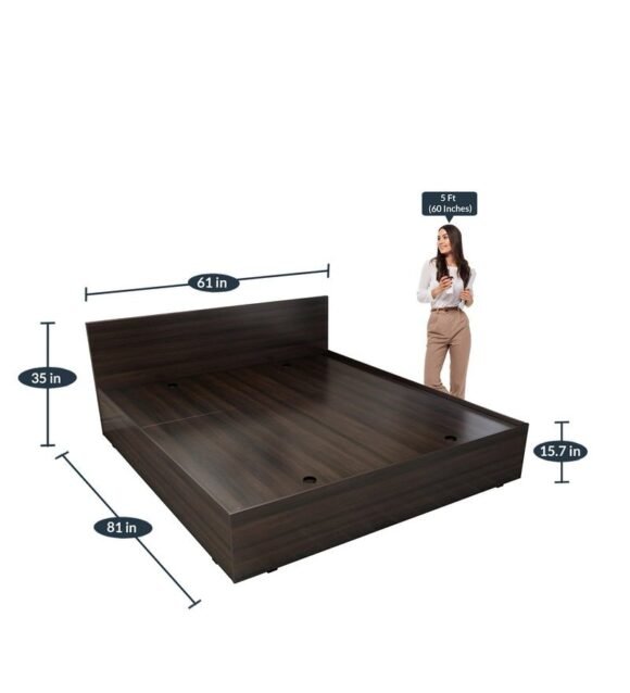 Rhino Queen Size Bed with Side Drawer Storage in Dark Wallnut Finish - Image 2