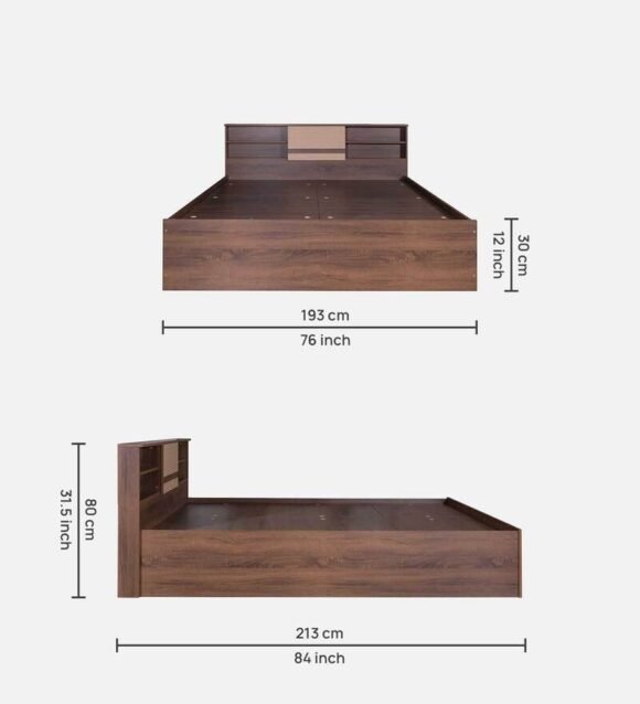Sango King Size Bed With Box Storage In Walnut Finish - Image 3