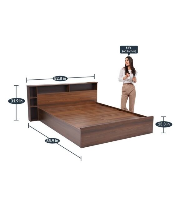 Torrie King Size Bed with Storage in Classic Walnut Finish - Image 3