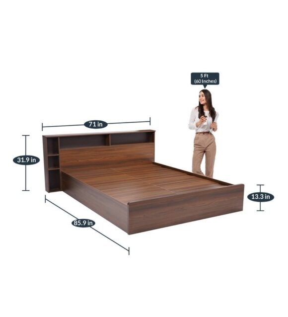 Torrie Queen Size Bed with Storage in Classic Walnut Finish - Image 2