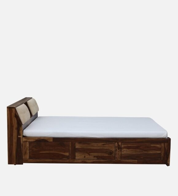 Ursula Solid Wood King Size Bed with Headboard & Box Storage in Rustic Teak Finish - Image 4
