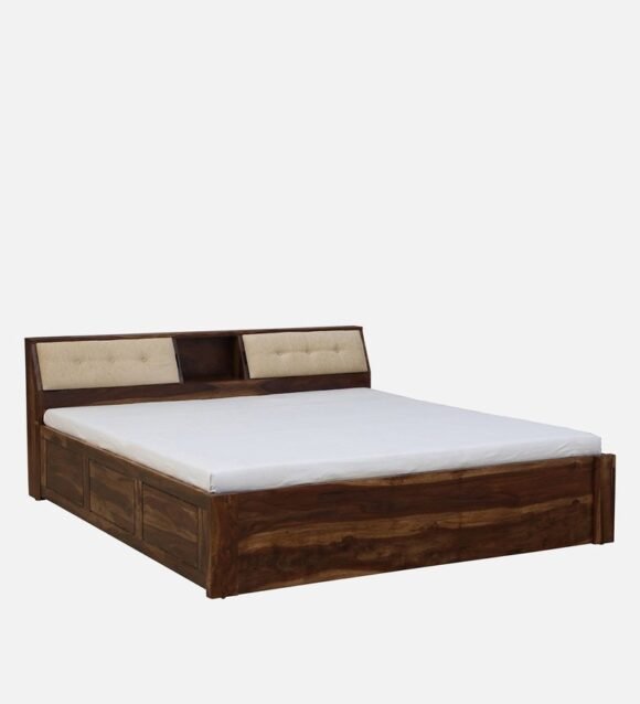 Ursula Solid Wood King Size Bed with Headboard & Box Storage in Rustic Teak Finish - Image 2