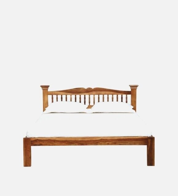 Uttara Solid Wood Queen Size Bed In Rustic Teak Finish - Image 3