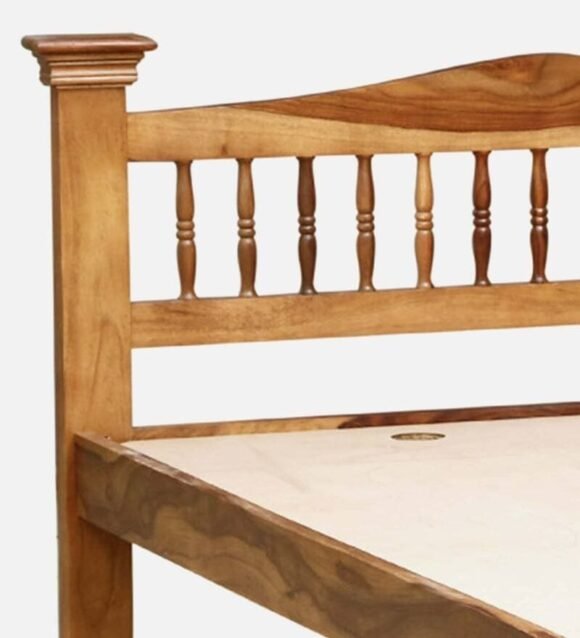 Uttara Solid Wood Queen Size Bed In Rustic Teak Finish - Image 5