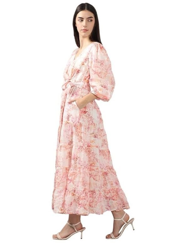 VERO MODA Floral Print Bishop Sleeve Layered Fit & Flare Maxi Dress - Image 5